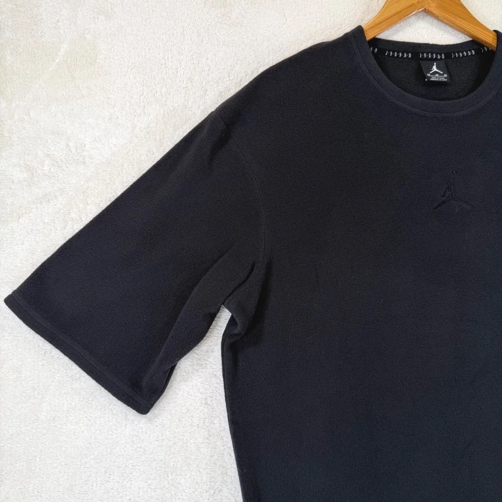 Vintage 2000s Jordan Fleece Shirt Mens M Black Tonal Jumpman 244143-655 Y2K-RARE